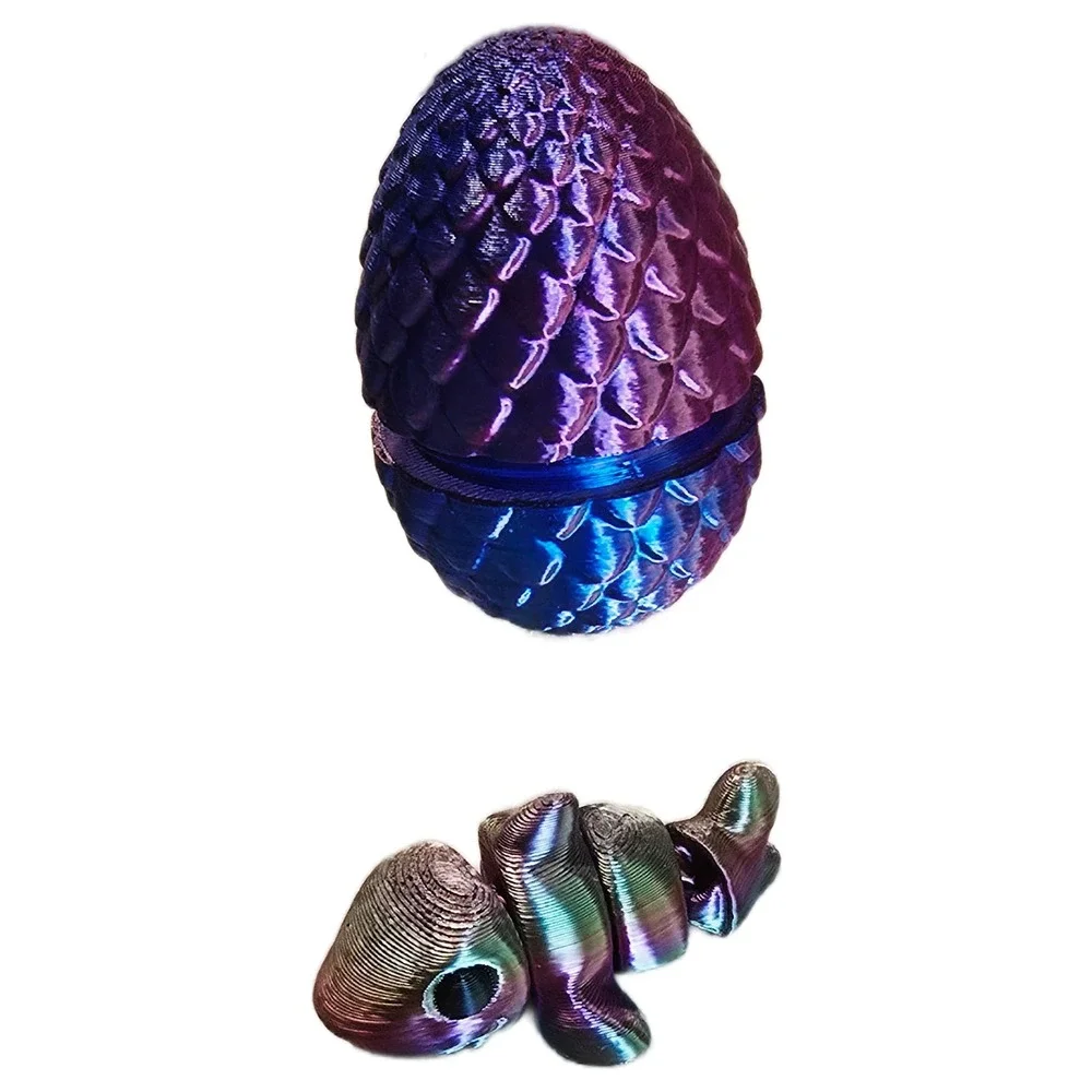 3D‎ Printed Articulated Dragon Mystery Egg Iridescent Fidget Toy Surprise 5 Pk